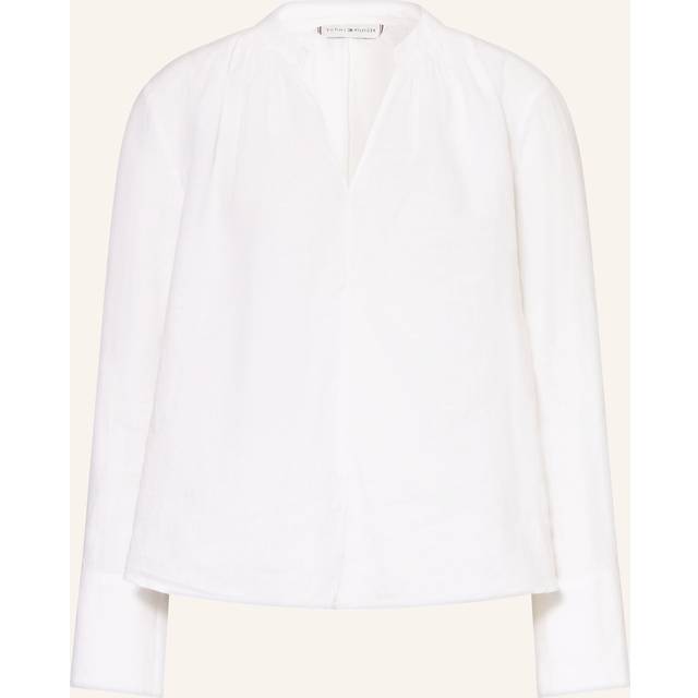 Linen V-Neck Blouse - White - 12