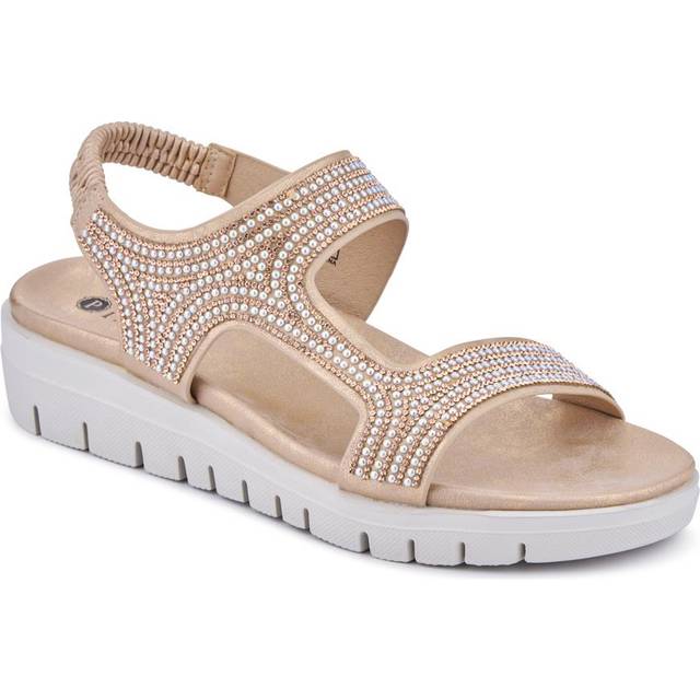 Elasticated Embellished Sandals - BAIZH41002 / 327 189 - Gold