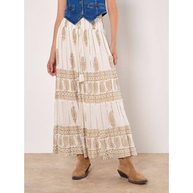 Apricot Women's Gold Paisley Print Maxi Skirt New Look - M