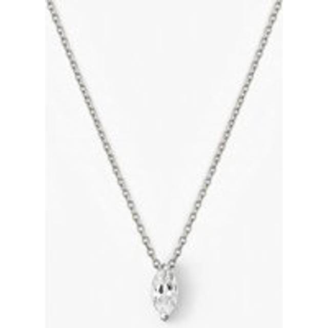 Womens 14k Gold Dainty Marquise Stone Necklace - Grey - One Size