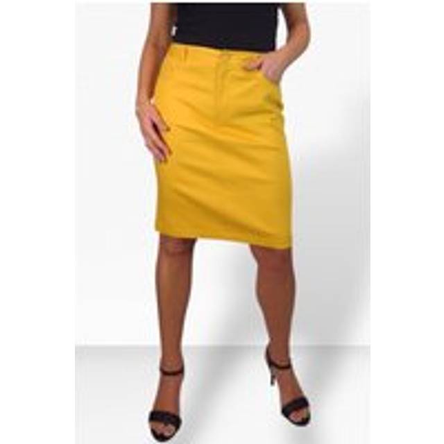 Stretch Chino Knee Length Pencil Skirt - Mustard - 12