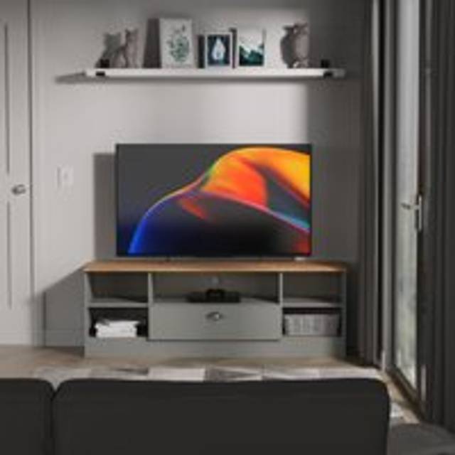 Swift Tivoli Ready Assembled Wide 1 Drawer Tv Unit - Fits Up To 65 Inch Tv - Grey