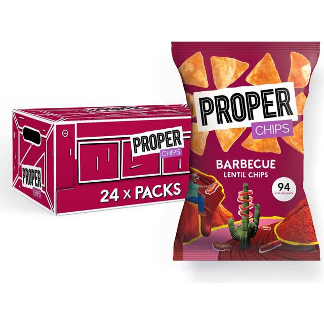 PROPERCHIPS - Barbecue Lentil Chips, Vegan, Gluten Free Snacks, 20g (24 Packs)