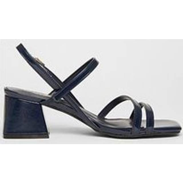 Navy Slingback Low Block Heels