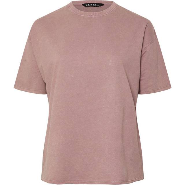 Yours Curve Pink Acid Wash Oversized Sweat Tshirt, Women's Curve & Plus Size, Yours - 26-28