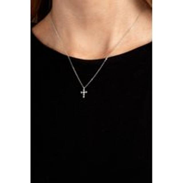 14k Gold Dainty Cross Necklace - Silver - One Size