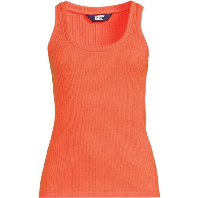Pointelle Ribbed Scoop Neck Vest, Women, size: 16-18, regular, Orange, Spandex/Cotton-blend, by Lands' End (16-18)