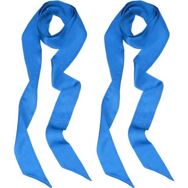 2 pcs stylish ribbon scarf solid color skinny scarf long satin sash deep blue