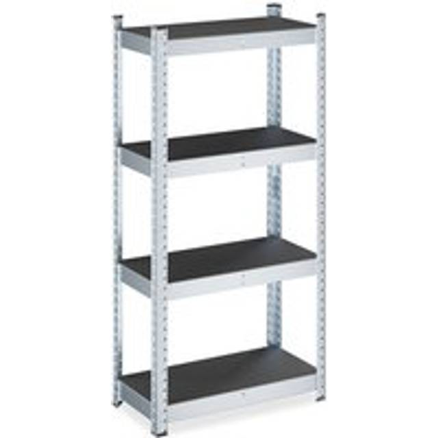 Relaxdays - Heavy-Duty Shelving Unit, 4 Shelves, 120x60x30 cm, 700 kg, Galvanised Steel, Garage Storage Rack, Black/Silver