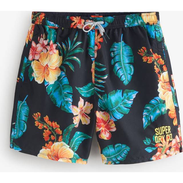 Superdry for man. M3010242A Multicoloured Hawaiian print swimming costume (M), Black, Multicolor, Beachwear, Recycled Polister, Sustainable