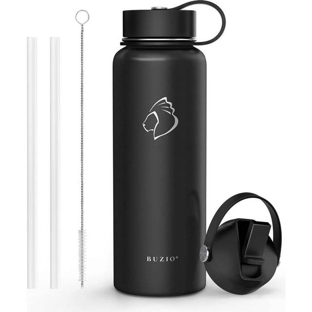 BUZIO Vacuum Insulated Stainless Steel Water Bottle (Cold for 48 Hrs/Hot for 24 Hrs), 1000ml 1800ml Double Walled Wide Mouth Sports Drink Flask with B