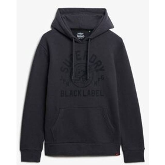 Superdry Herren Baumwolle Grafik Black Label Hoodie, Dunkelgrau - Größe: XXL
