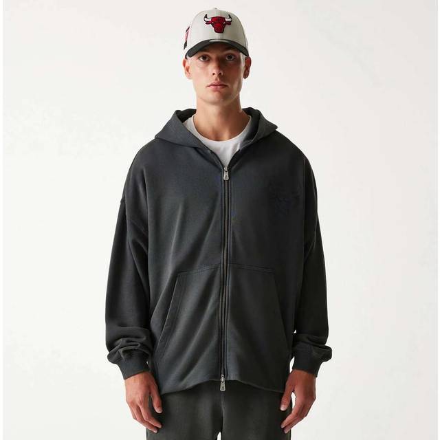 Sweatshirt New Era Chicago Bulls Washed Full Zip UNISEX White Heather Gray XL (XL)