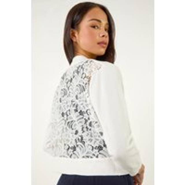 Petite Lace Back Bolero Cardigan - White - 18