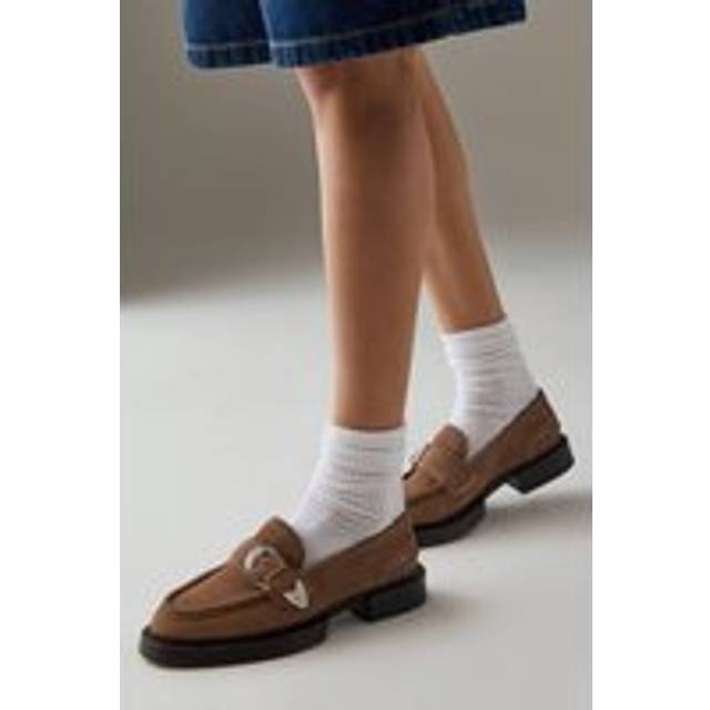 Womens Faith: Betsy Suede Western Buckle Chunky Loafers - Taupe - 6