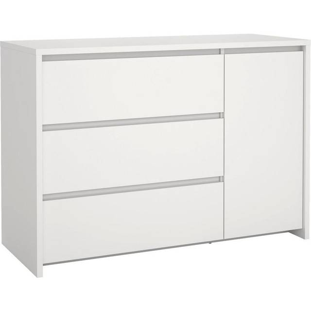 Florence Next Single Door 3 Drawer White Sideboard