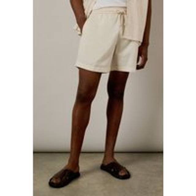 Mens Off White Linen Blend Shorts - XL