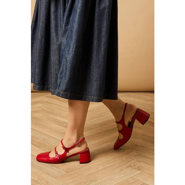 Oasis red heeled mary janes womens daywear heels
