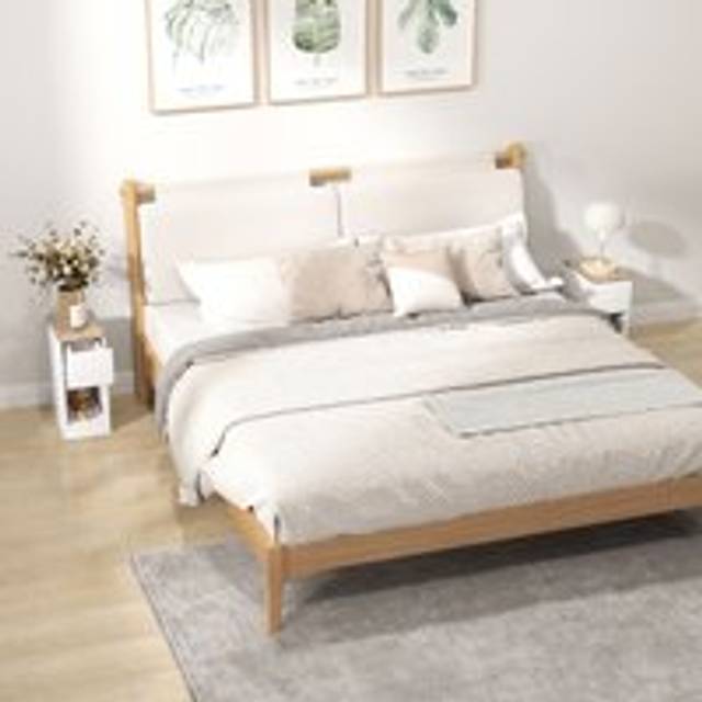 HOMCOM Set of Two Modern Bedside Storage Tables - White, White