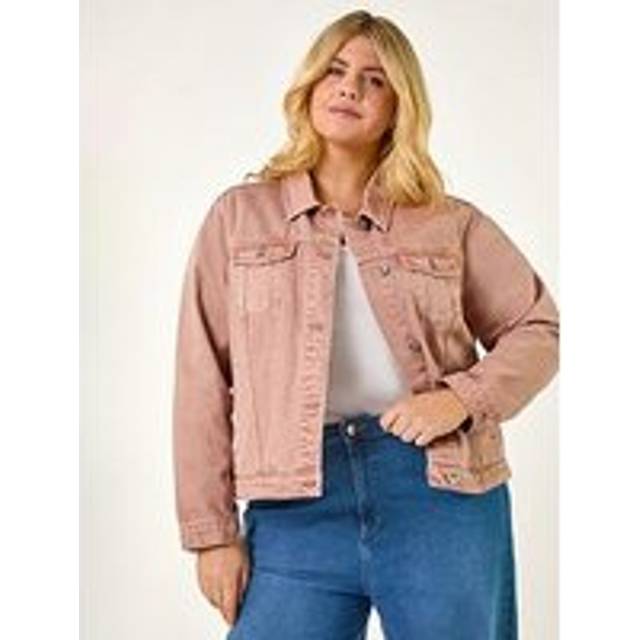 Roman Curve Rose Mid Wash Denim Jacket - Size 30-32