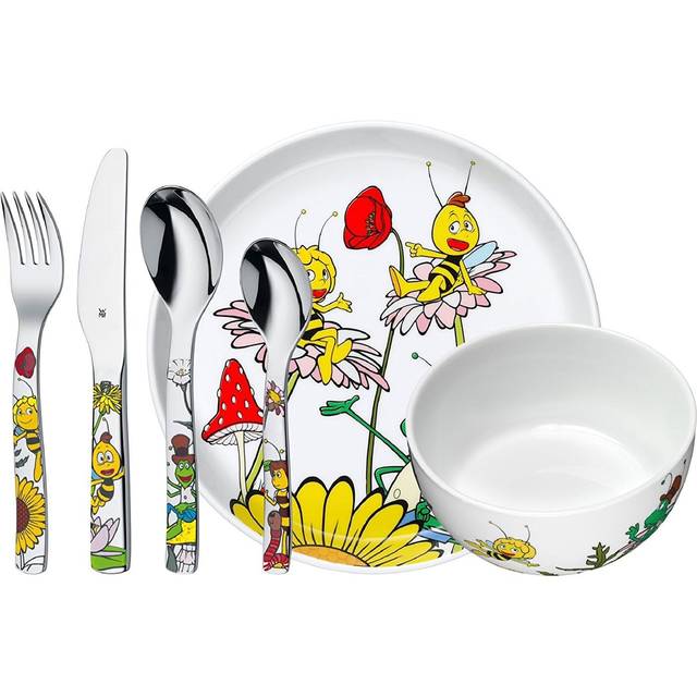 WMF Children's Crockery Set 6-Piece Maya the Bee Cromargan 18/10 Stainless Steel Polished Suitable from 3 Years
