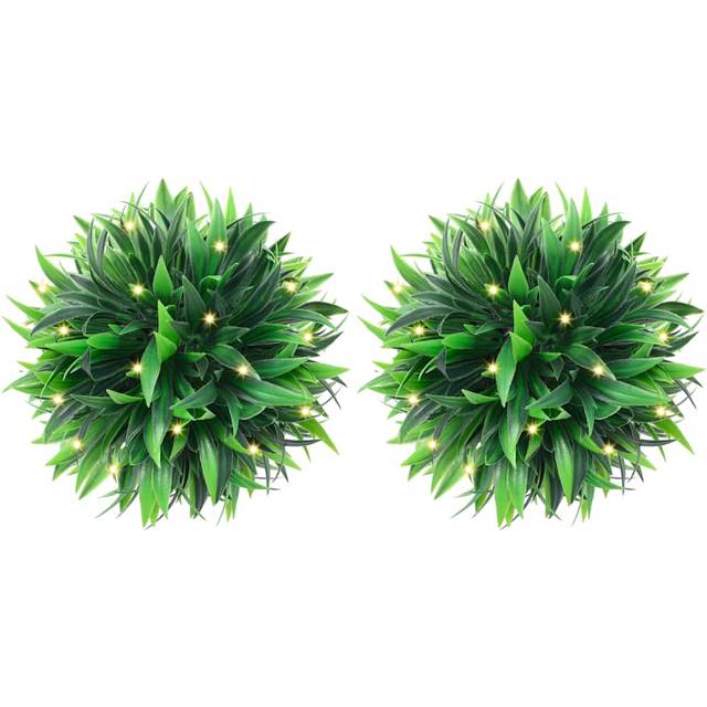 vidaXL Artificial Boxwood Balls with LED Lights 2 pcs Green 20 cm