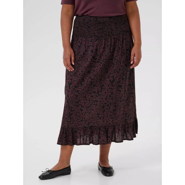 KAFFE KCbella Floral Patterned Tiered A-Line Midi Skirt