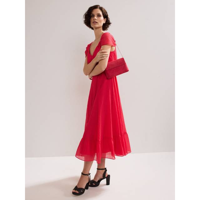 Phase Eight Suede Clutch Bag, Coral