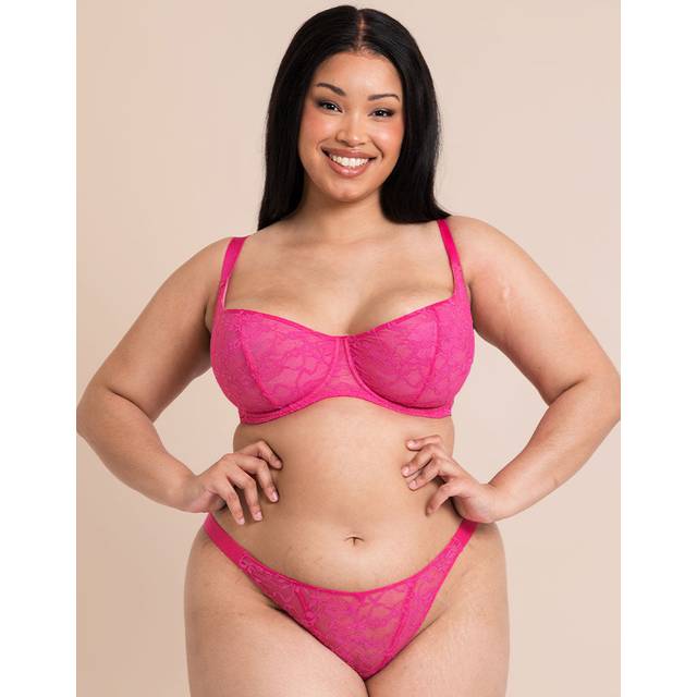 Curvy Kate All Night Lace Scooped Balcony Bra - Hot Pink/Blush - 30D