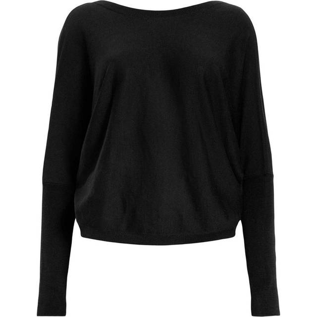 Julieana Wrap Sweater - Black - Founded in London in 1994, AllSaints has been crafting iconic leather pieces for decades. As well as statement jackets, biker boots, and accessories, the brand’s everyday items offer a dose of attitude with distressed detailing, daring prints and the signature Ramskull logo.