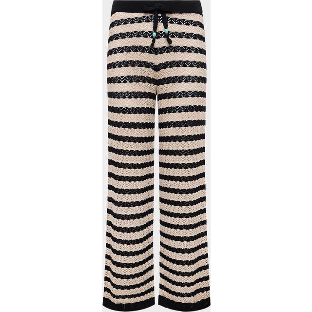 L'AGENCE Gaelle Pointelle Knit Pants In Black/Natural Stripe