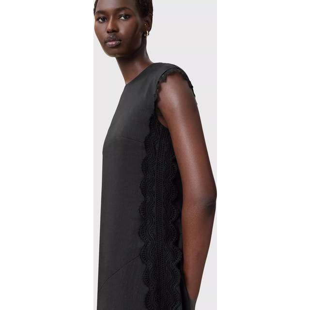 AllSaints Lyra Lace-Trim Sleeveless Linen Midi Dress