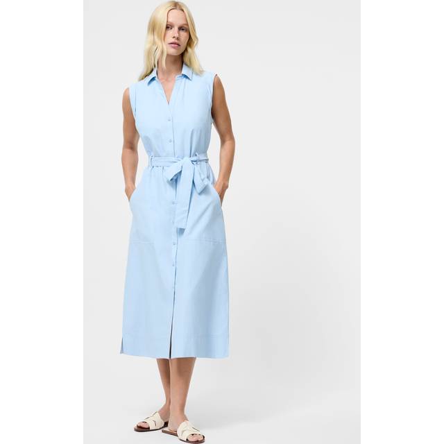 French Connection Era Cotton Poplin Sleeveless Dress, Sky Blue