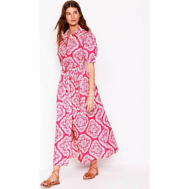 Boden Alexa Cotton Abstract Floral Maxi Shirt Dress, Botanic Blush