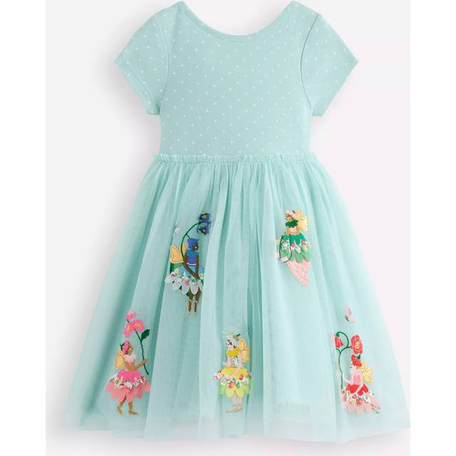 Mini Boden Kids' Ami Applique Tulle Midi Dress, Blue Flower Fairies