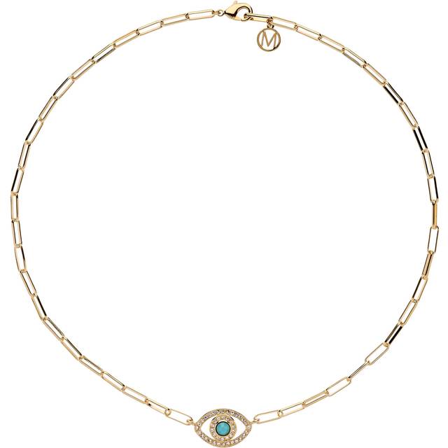 Melissa Odabash Paperclip Crystal Eye Necklace, Gold
