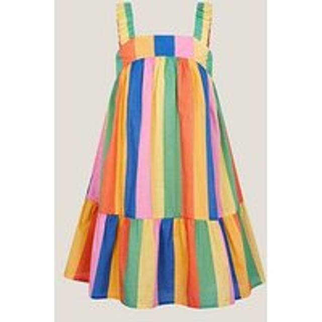 Monsoon Kids' Cotton Sleeveless Rainbow Stripe Dress, Multi