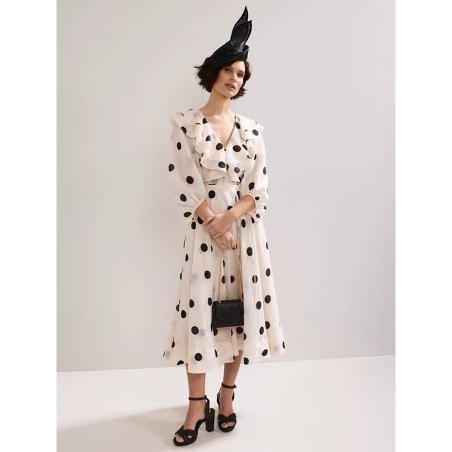 Phase Eight Jaqlyn Spot Dress, Cream/Multi