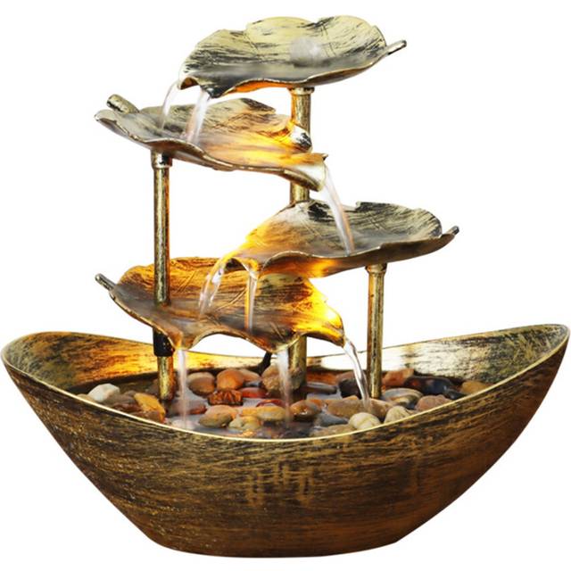 Relaxation Indoor Waterfall Fountain Tabletop Water LED Light for Home Office Room Desktop Decoration A
