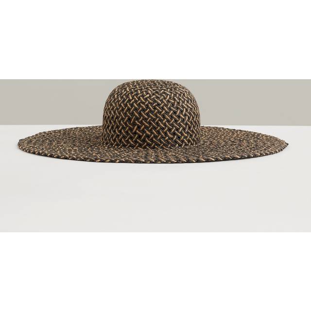 Reiss Reiss Black/Natural Sonia Straw Basket-Weave Sun Hat