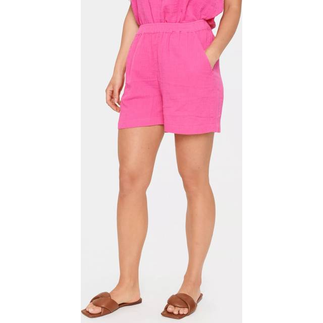Saint Tropez Ves Crinkle Cotton Shorts, Fuchsia Fedora