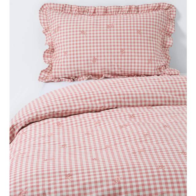 John Lewis Kids' Gingham Cotton Duvet Cover and Pillowcase Set, Pink