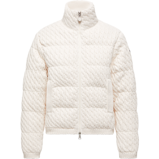 MONCLER COLLECTION Padded Wool & Cotton Zip-Up Cardigan, Women, White, Size: S