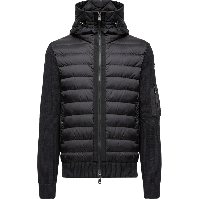Wool blend cardigan with padded inserts - MONCLER - gender_Man - Black (L)