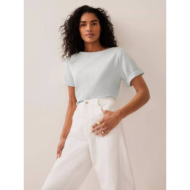 Mint Velvet Cotton Slash Neck T-Shirt