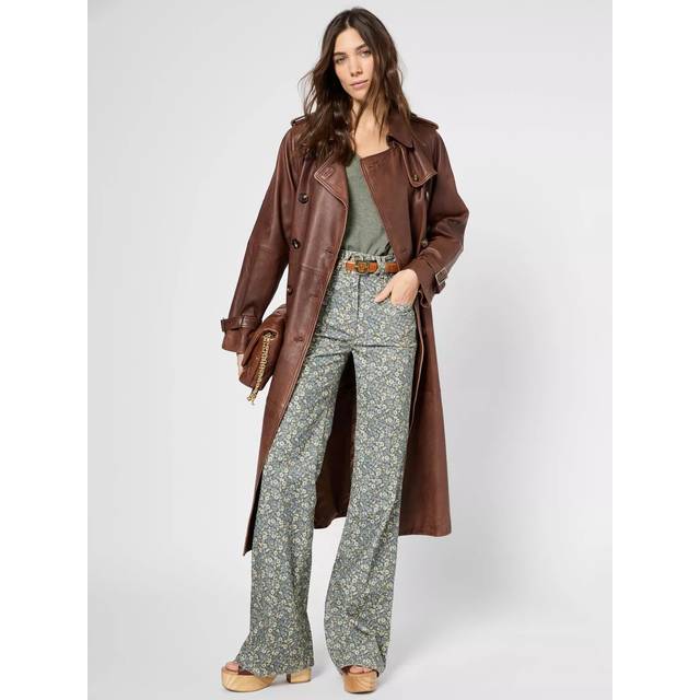 Gerard Darel Lexie Pure Leather Trench Coat, Brown