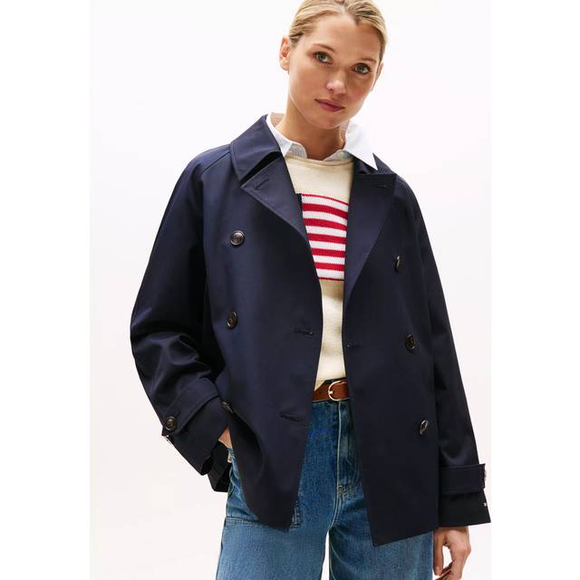 Tommy Hilfiger Double Breasted Water Repellent Trench Jacket, Navy