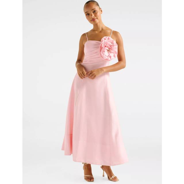 Forever New Felicia Flower Detail Midi Dress, Soft Pink