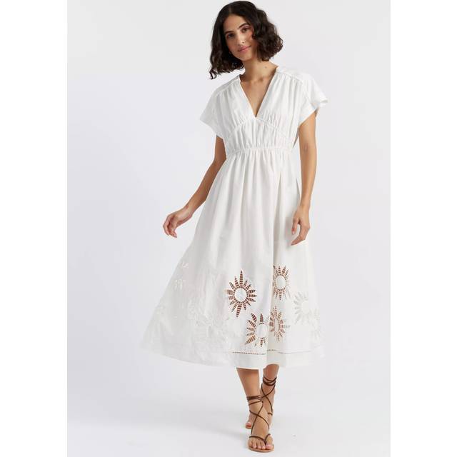 Chinti & Parker Broderie Cotton Empire Line Midi Dress