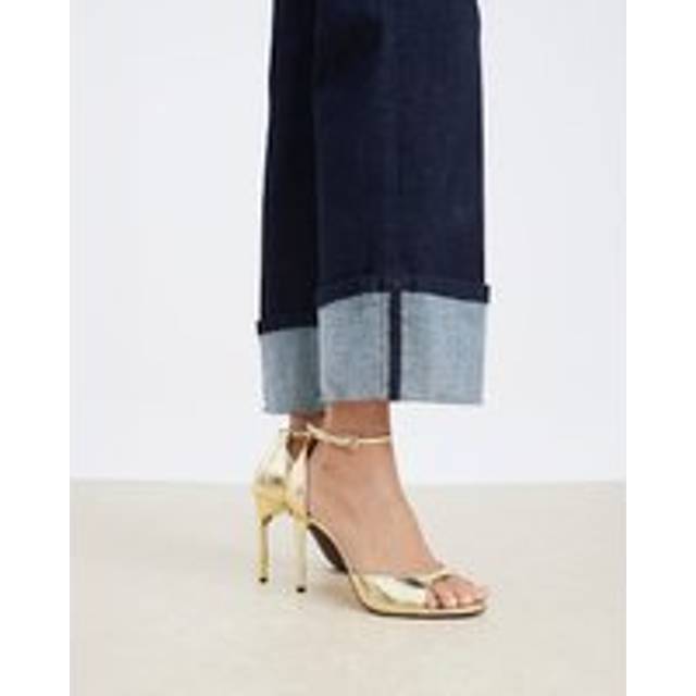 River Island Womens Gold Closed Back Open Toe Heels - 8